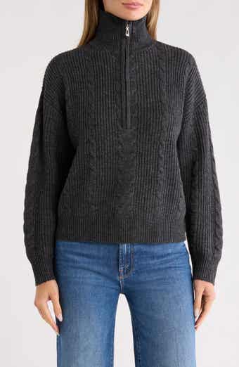 Braided Quarter Zip Sweater