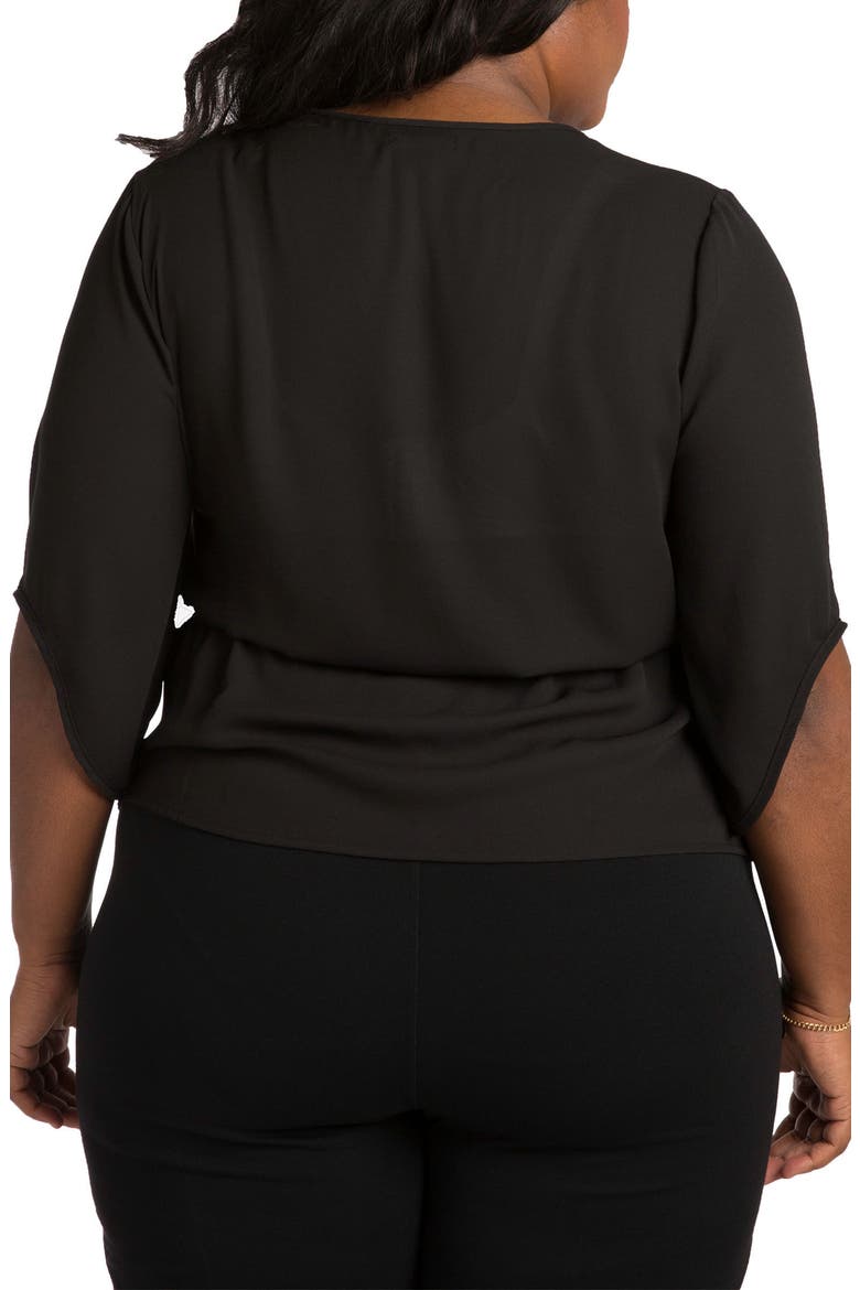Maggie Drawstring Waist Chiffon Top, Alternate, color, BLACK