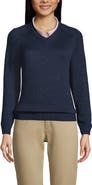 Lands' End School Uniform Young  Cotton Modal V-neck Sweater