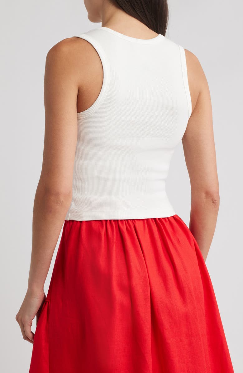 FARM Rio Macaw Embroidered Graphic Cotton Rib Tank, Alternate, color, Off-White