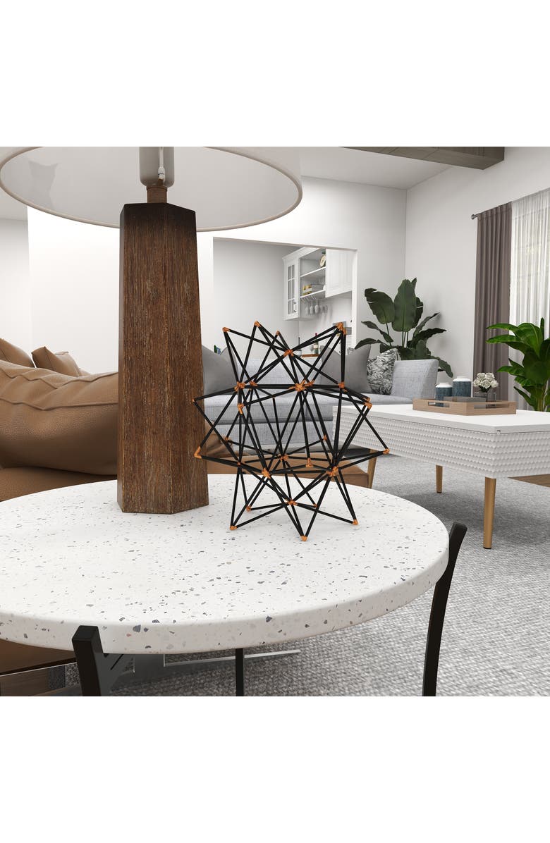 UMA Black Metal Geometric Sculpture with Gold Accents, Alternate, color, Black