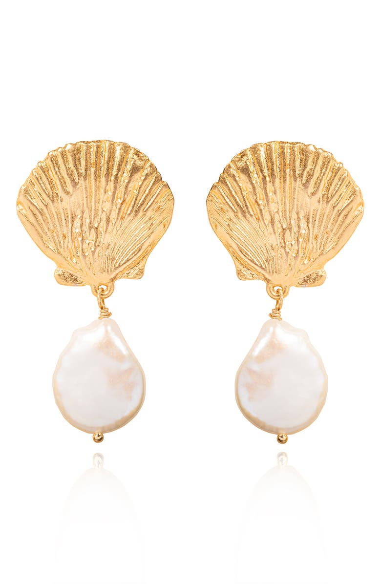 Sequin Vittoria Drop Earrings, Main, color, Pearl