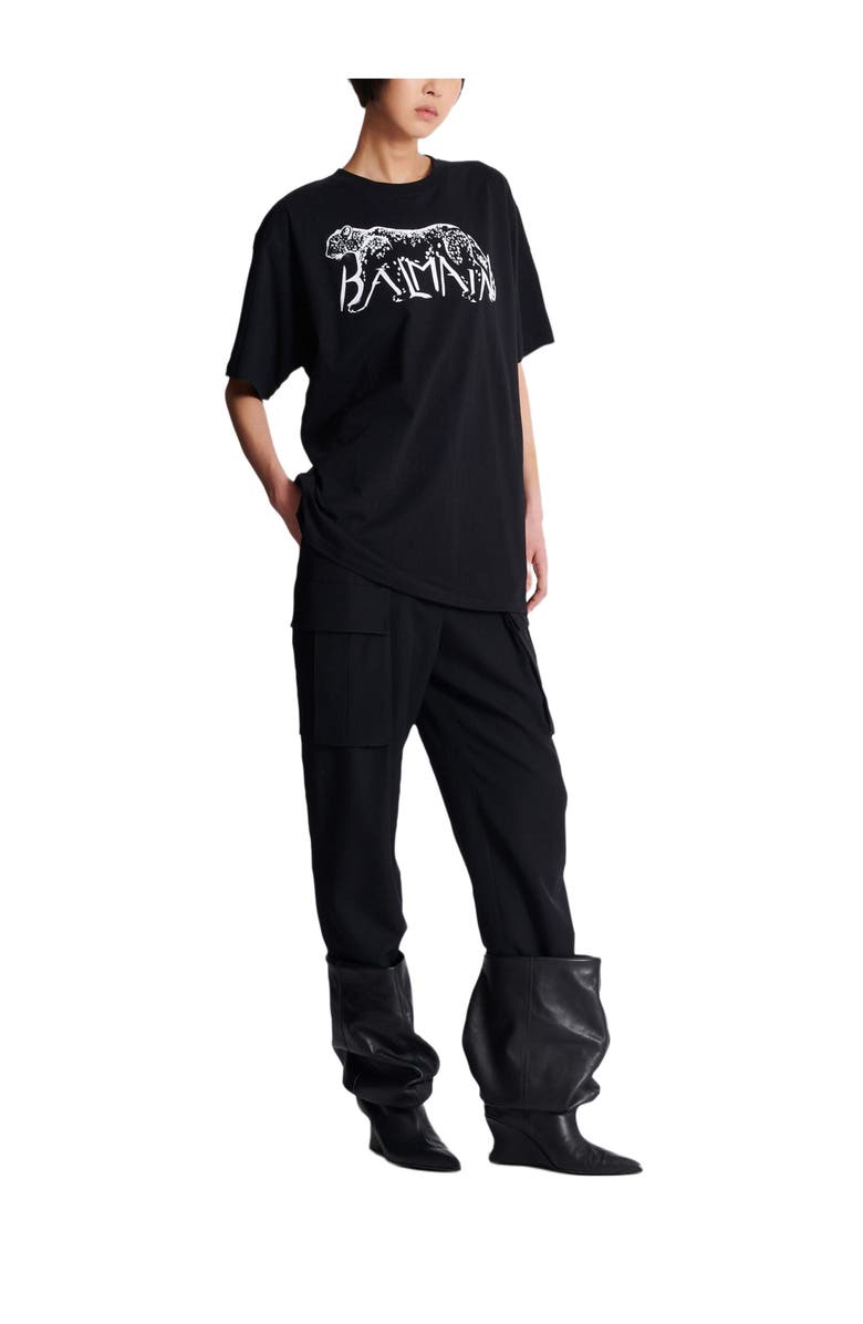 Balmain T-shirt with leopard print, Alternate, color, Black