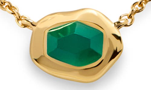 Monica Vinader Gold Odyssey Gemstone Small Chain Necklace Green Onyx In 18ct Gold Vermeil/green Onyx