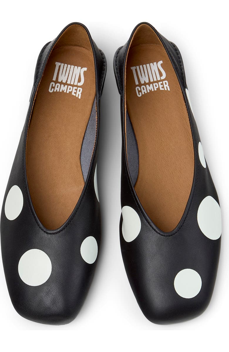 Camper Casi Myra Twins Polka Dot Ballerina Flat, Alternate, color, Black