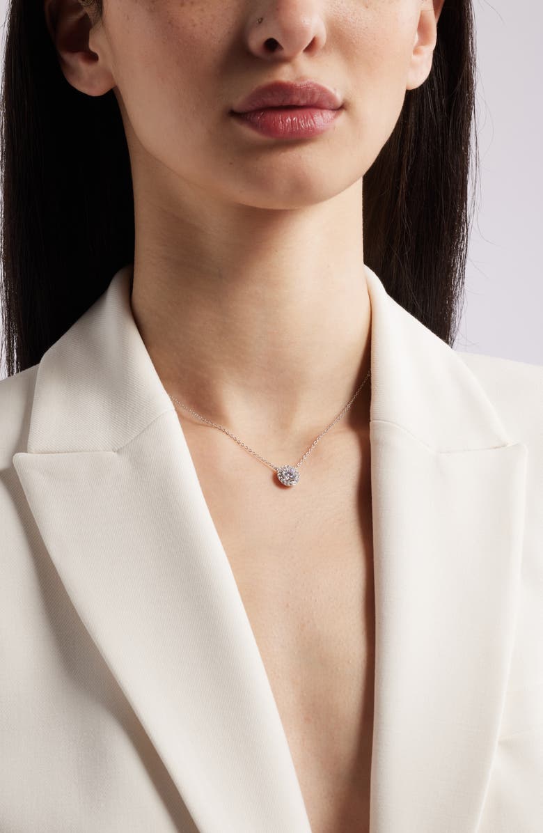 Nordstrom Cubic Zirconia Pendant Necklace, Alternate, color, Clear- Silver