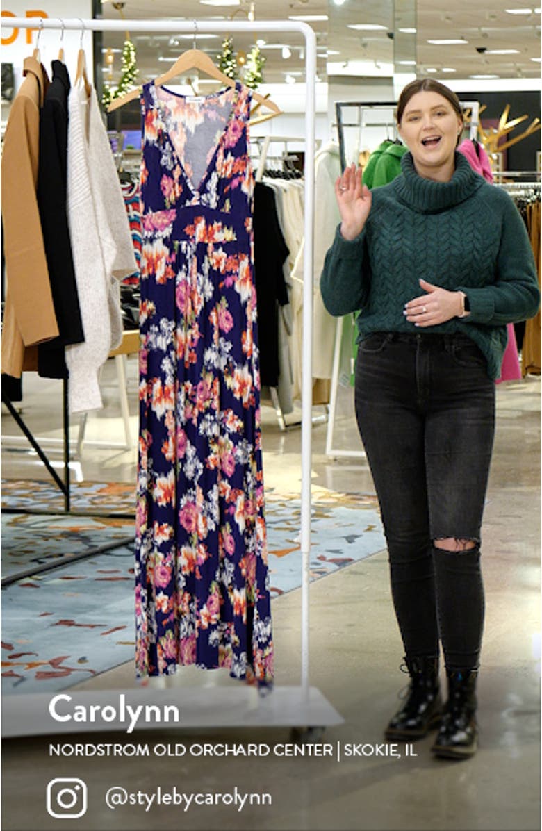 Abstract Floral Print Sleeveless Jersey Maxi Dress, sales video thumbnail
