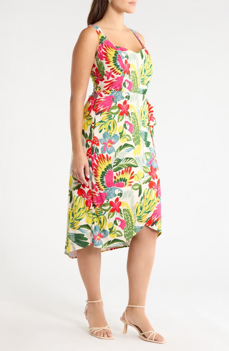 SUGARLIPS Wissa Tropical Beli Faux Wrap Midi Dress, Alternate, color, Bright-Multi