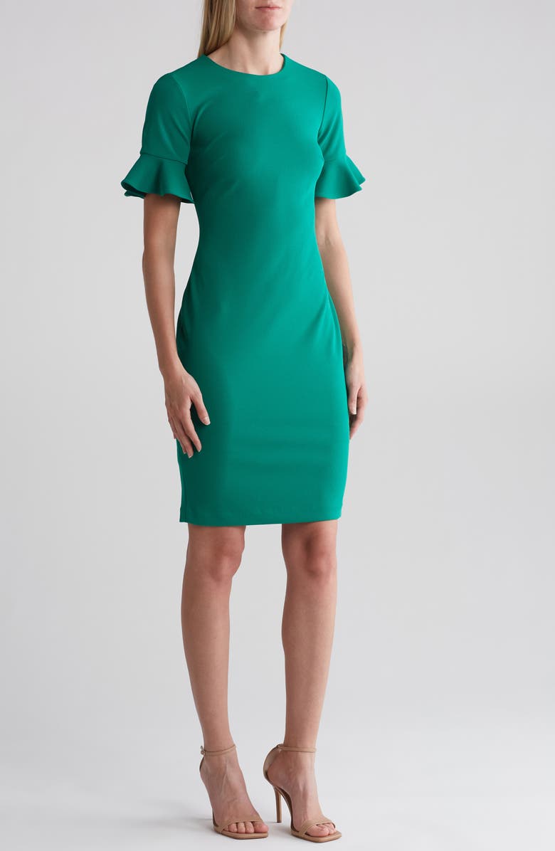 green emerald velvet dress Calvin Klein Women's Dresses Sheath Dress,Meadow,2 at Amazon Women's  Clothing store main image 1