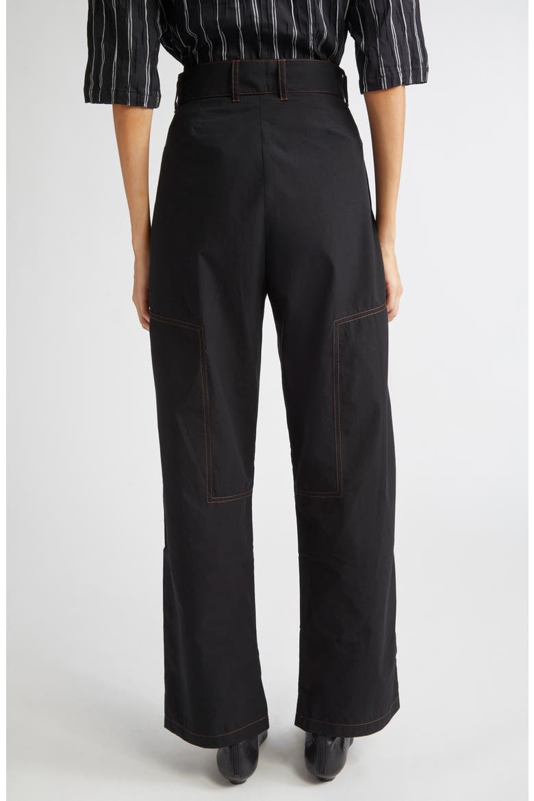 Contrast Seam Pleated Dress Pants, Alternate, color, BLACK