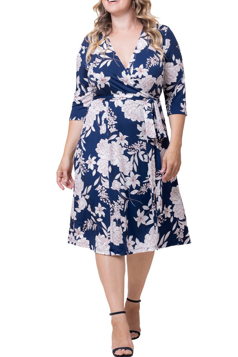 Signature A-Line Wrap Dress, Main, color, LILY AND PEONY PRINT