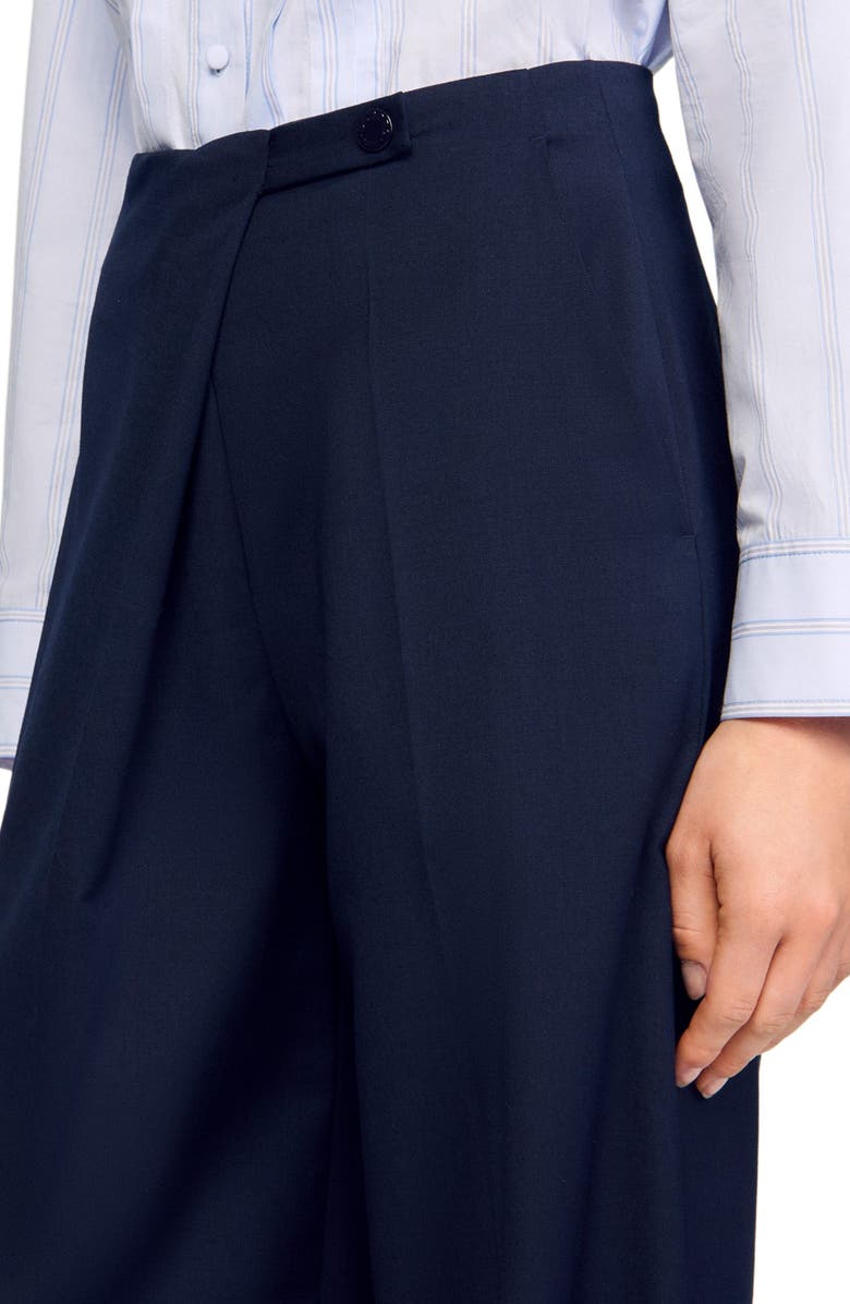 SANDRO Asymmetric straight-leg trousers, Alternate, color, Navy Blue