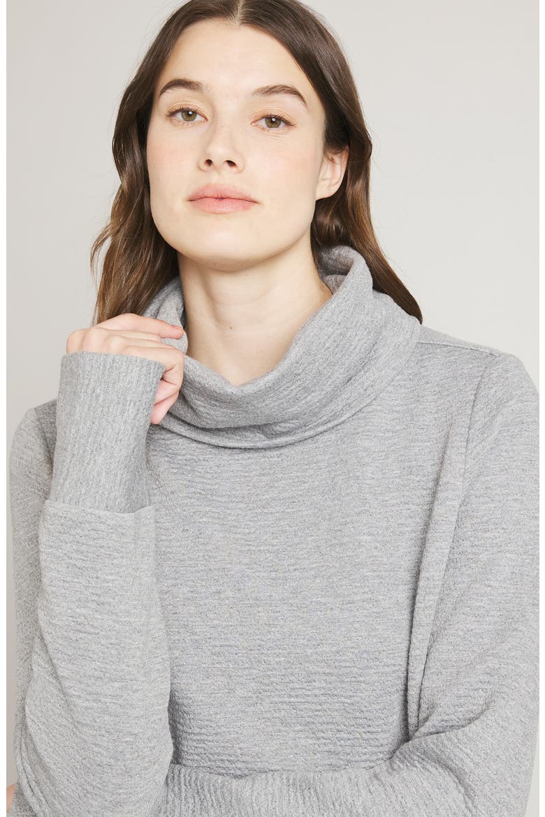 Jacquard Funnel Neck Tunic, Alternate, color, GRAY HEATHER