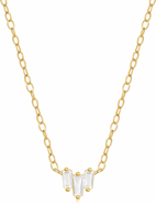 Hollywood Sensation Starling Dainty Necklace with Three Emerald Cut Cubic Zirconia Stones