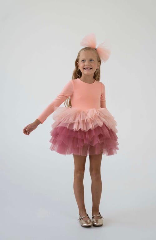 Mini Celebrities Dusty Long Sleeve Fluffy Tutu Dress in Salmon Dusty at Nordstrom, Size 7-8