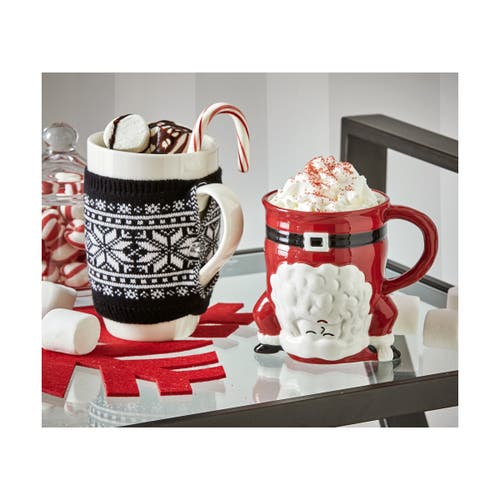 Tag Hand Stand Santa Mug In Red