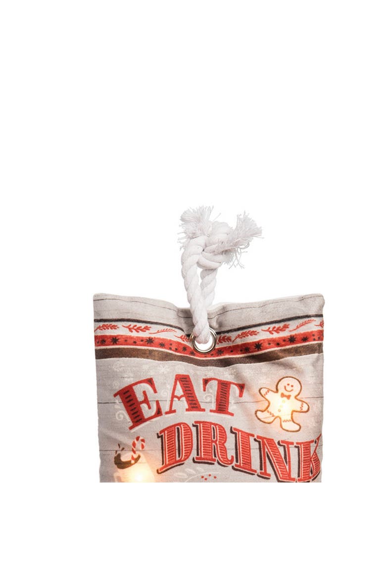 Eat Drink & Be Merry Light-Up LED Doorstop, Alternate, color, red