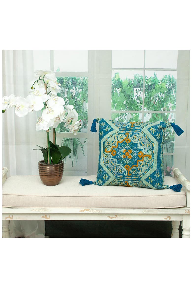 Lotus Tassel Accent Pillow, Alternate, color, BLUE GREEN MULTICOLOR