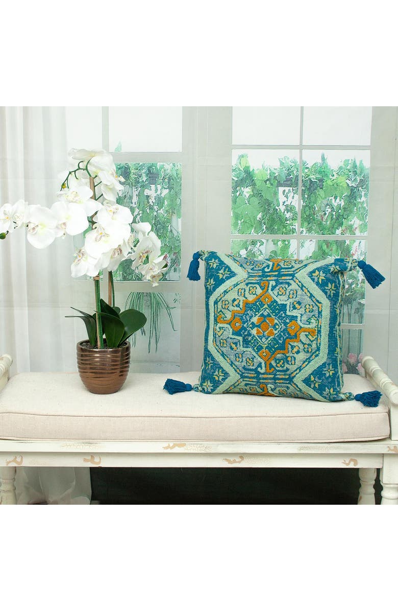 PARKLAND COLLECTION Lotus Tassel Accent Pillow, Alternate, color, Blue Green Multicolor