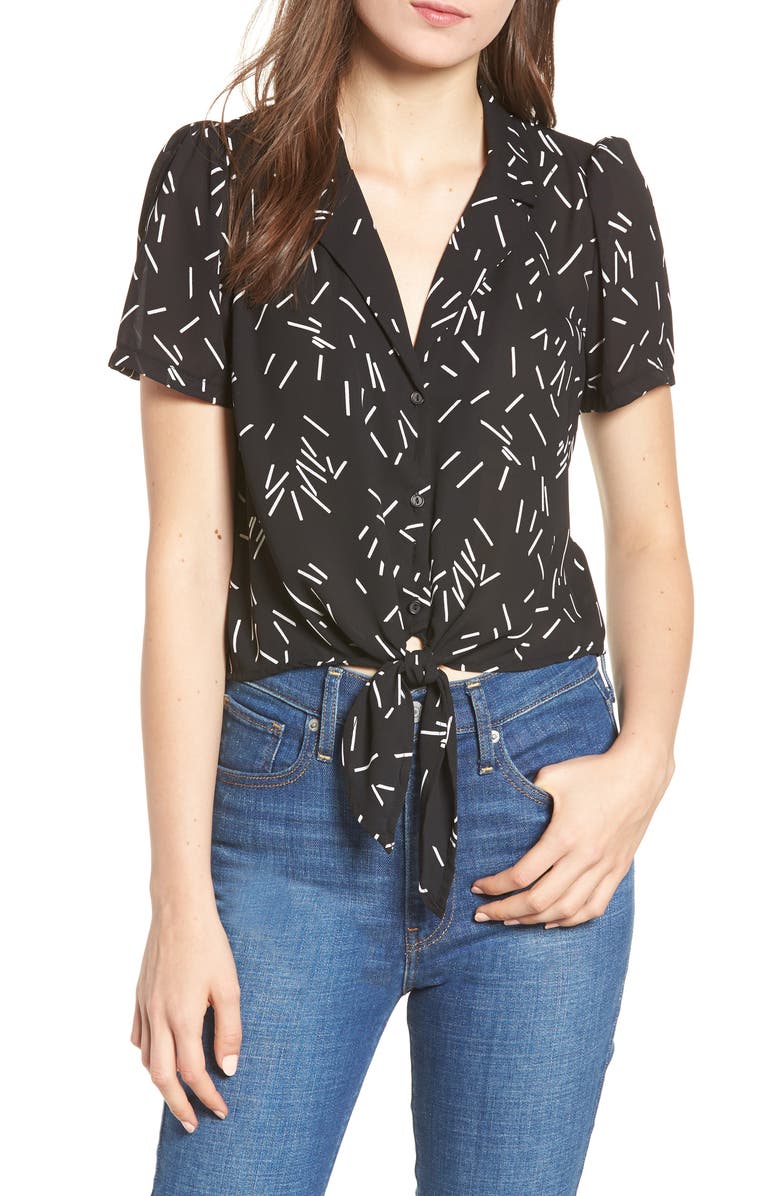All in Favor Tie Front Camp Shirt, Main, color,