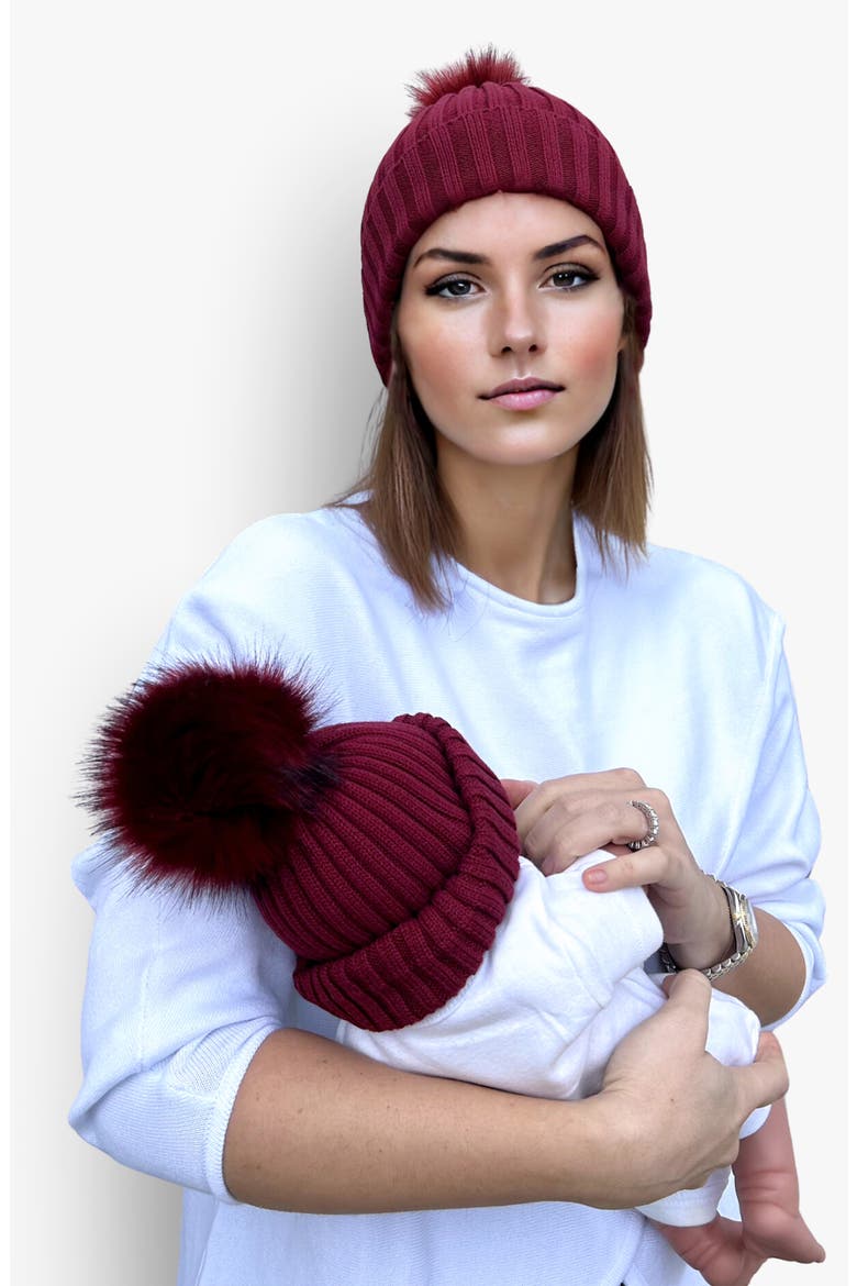 Mom n Me Beanie Set, Alternate, color, BURGUNDY