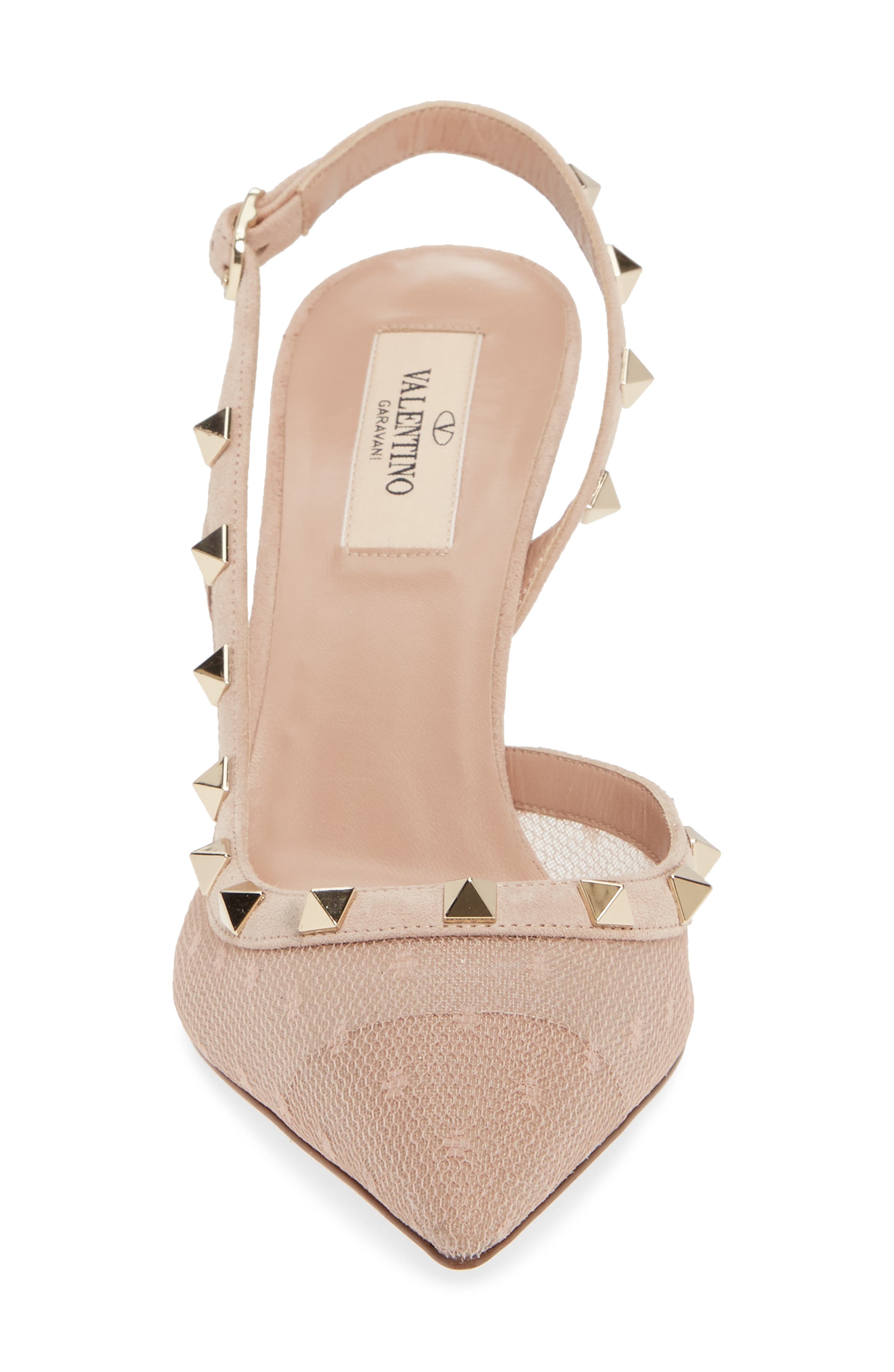 Valentino Garavani Rockstud Mesh Slingback Pointed Toe Pump, Alternate, color, 