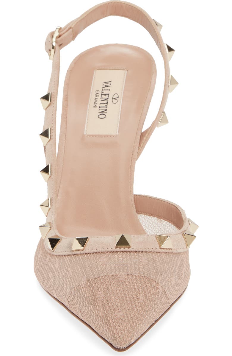 Valentino Garavani Rockstud Mesh Slingback Pointed Toe Pump, Alternate, color,
