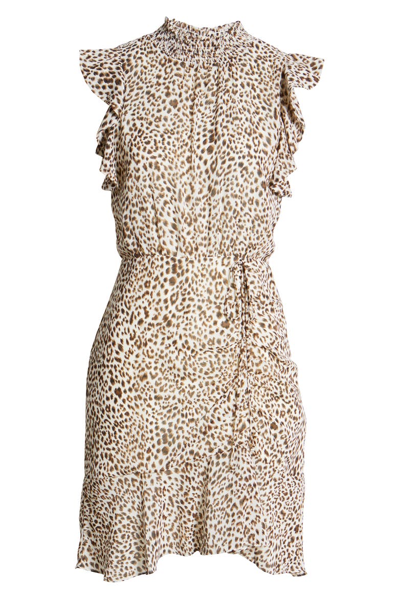 High Neck Sleeveless Smocked Dress, Alternate, color, IVORY MULTI
