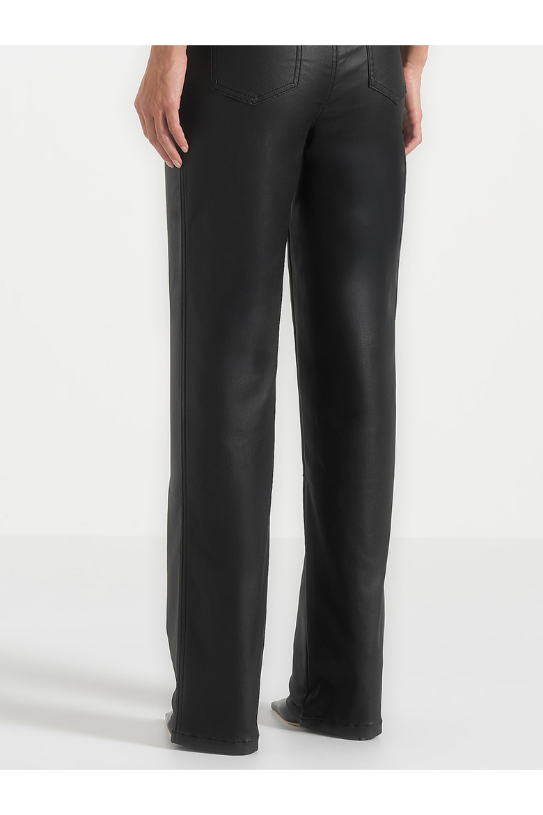 Florence Wax Effect High Rise Straight Leg Jeans, Alternate, color, Black