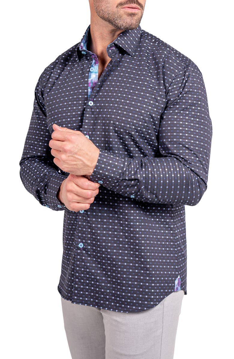 Maceoo Fibonacci Ascension Contemporary Fit Button-Up Shirt, Alternate, color, Black