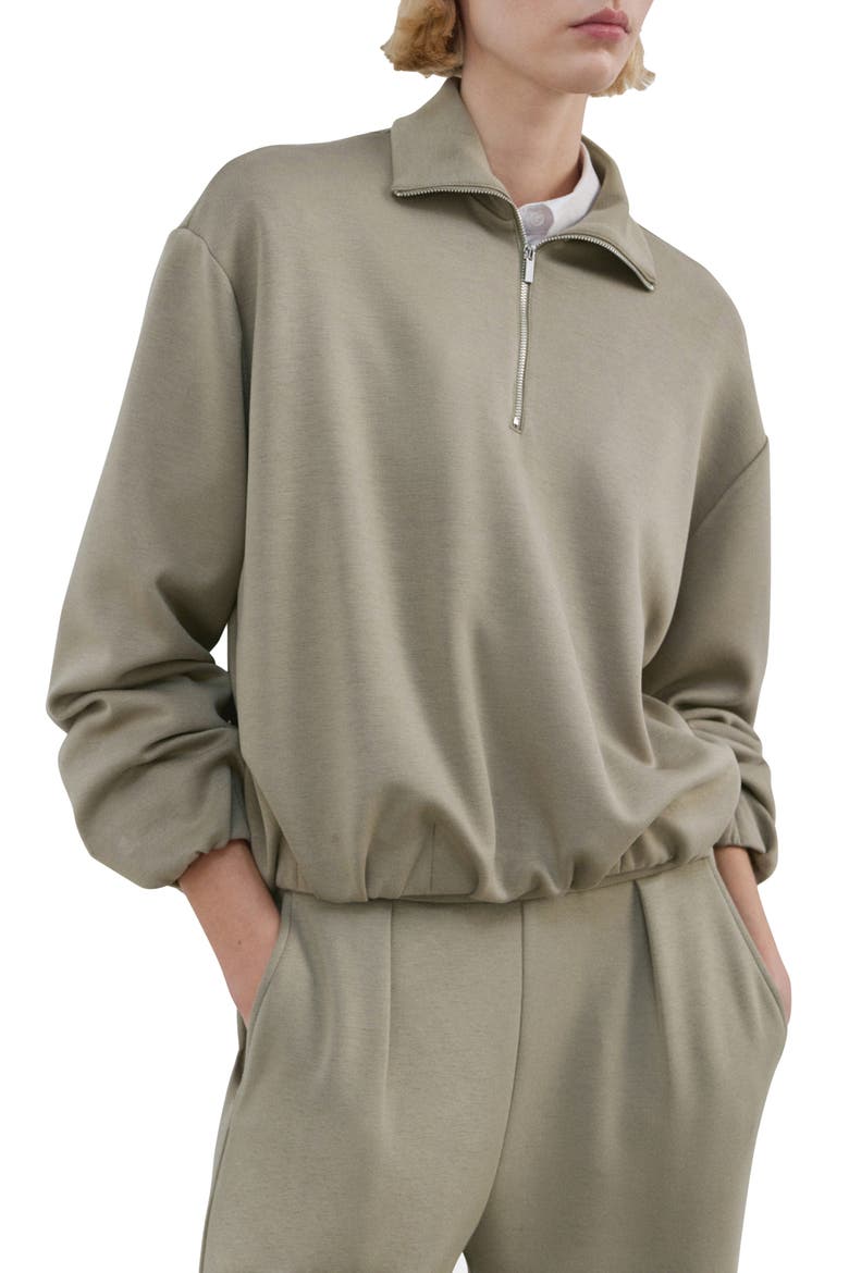 High Neck Balloon Sweatshirt, Main, color, KHAKI GREEN