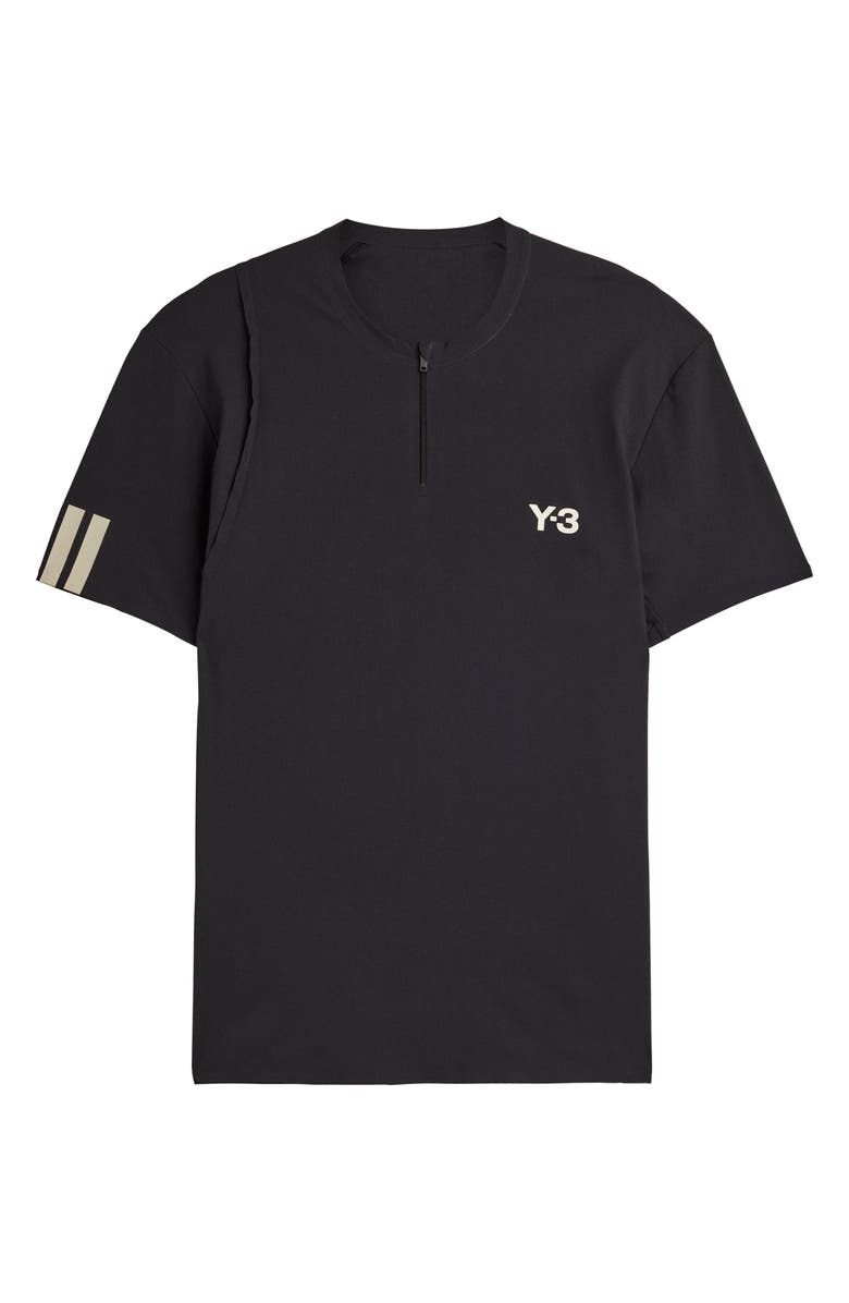 adidas 3-Stripes FreeLift Quarter Zip T-Shirt, Alternate, color, Black