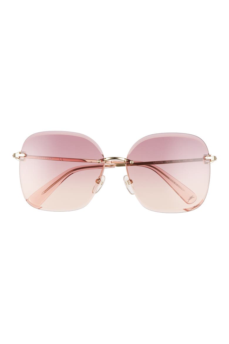 Amazone 60mm Gradient Rimless Round Sunglasses, Main, color, GOLD/ WINE