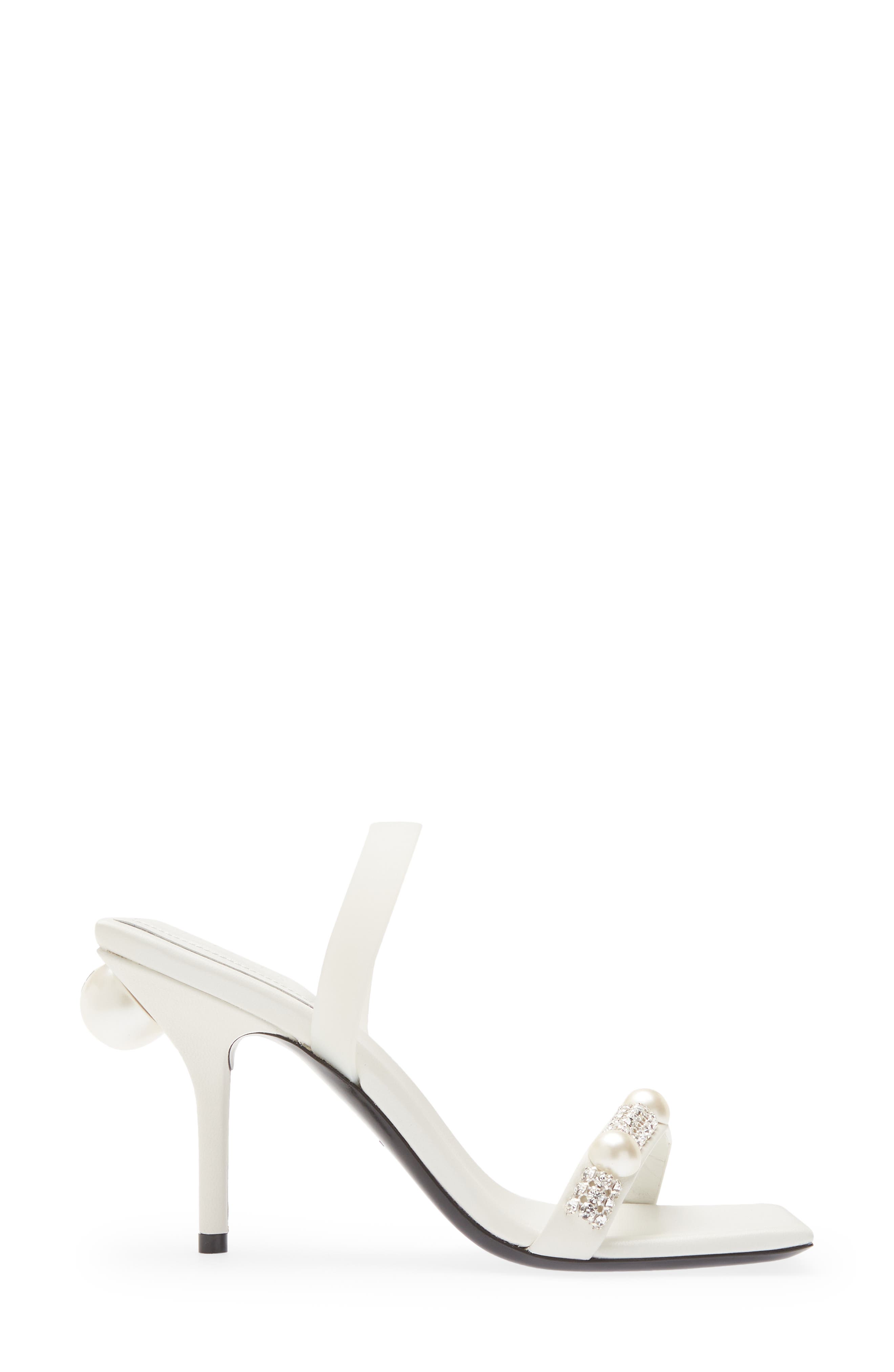 4-G Imitation Pearl & Crystal Slingback Sandal, Alternate, color, IVORY