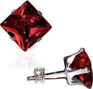 A&M Square Cubic Zirconia Birthstone Stud Earrings