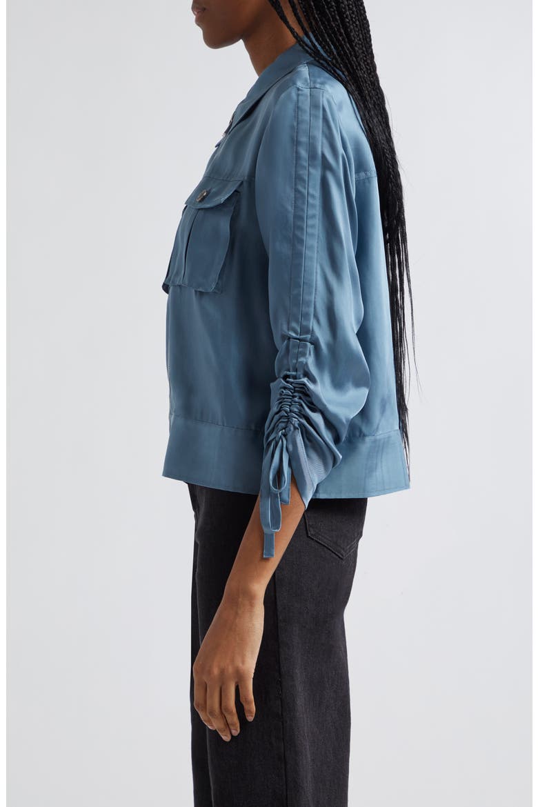 Dale Ruched Sleeve Cupro Satin Jacket, Alternate, color, MIDNIGHT RAIN