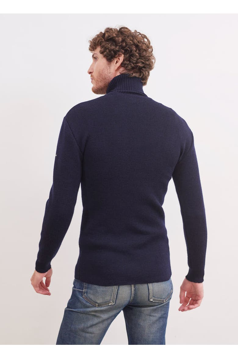 ROULE - Tight Fit Turtleneck Breton Sweater, Alternate, color, Navy