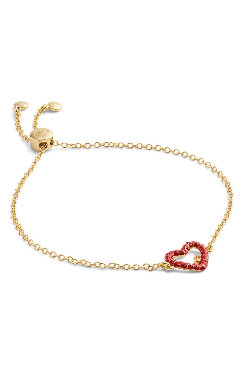 COACH Pavé Heart Pendant Slider Bracelet, Alternate, color, 