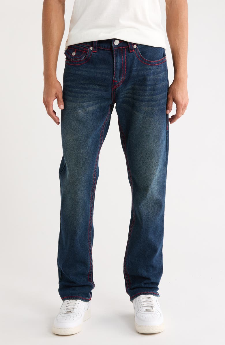 True Religion Geno Big T Flap Pocket Slim Jeans, Main, color, Dark Woodland Wash