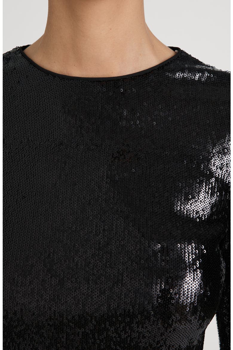 The Micro Sequined Top, Alternate, color, BLACK