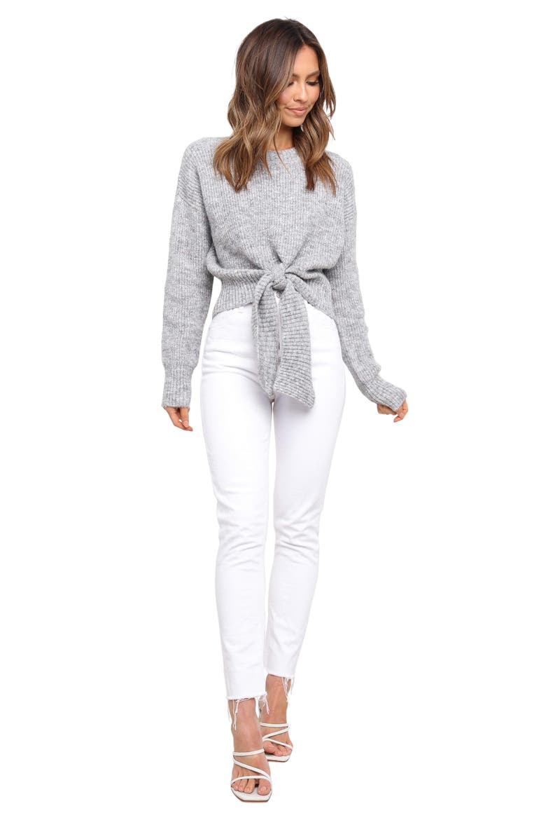 Captivate Tie Hem Sweater, Alternate, color, GREY