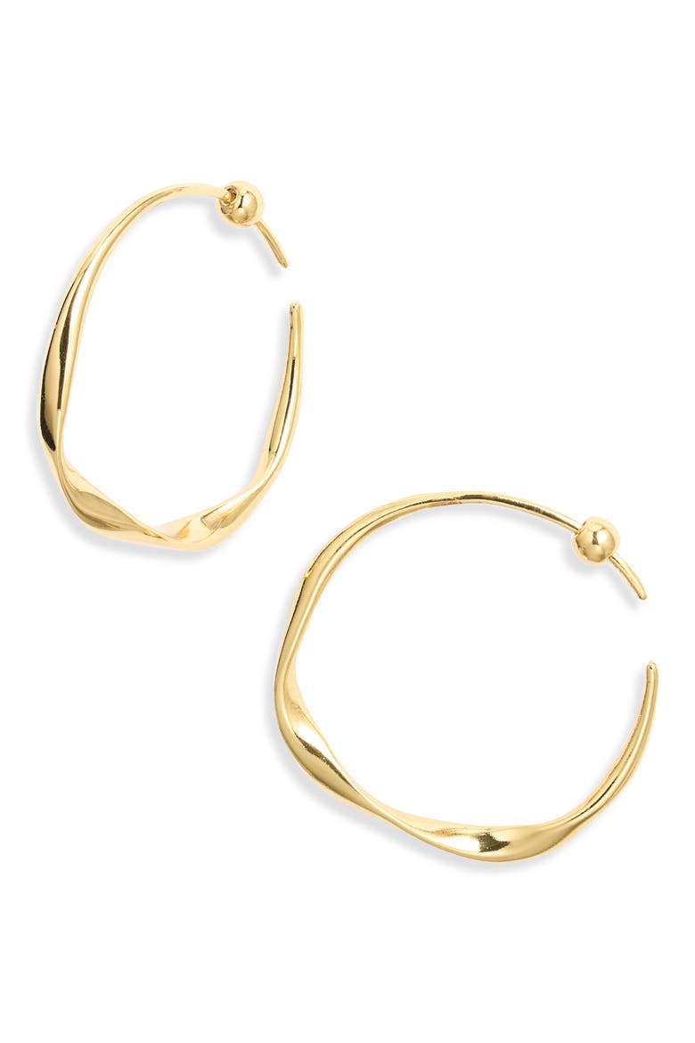 Fluted Hoop Earrings, Main, color, 14K GOLD PLATED