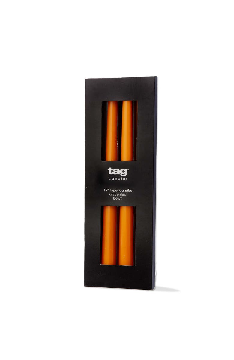 tag Color Studio Orange Taper Candles Paraffin Wax 8 Hour Burn, Main, color, Orange