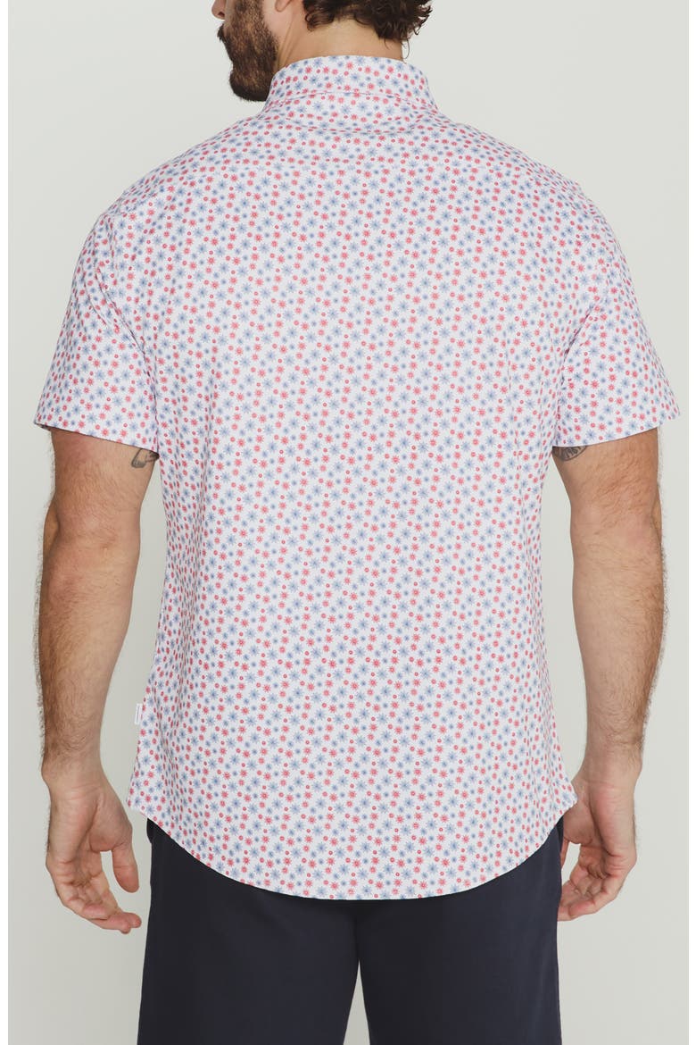 Sundrift Starburst Print Short Sleeve Button-Up Shirt, Alternate, color, WHITE