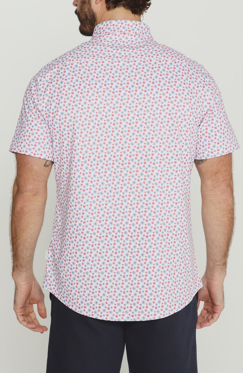 7 Diamonds Sundrift Starburst Print Short Sleeve Button-Up Shirt, Alternate, color, White