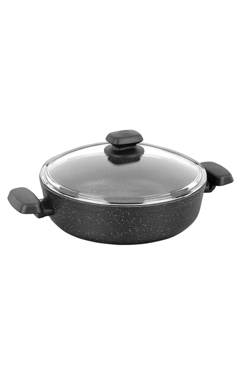 Korkmaz Ornella 2 Piece 4 Liter Aluminum Nonstick Low Casserole Dish with Lid, Main, color, Black