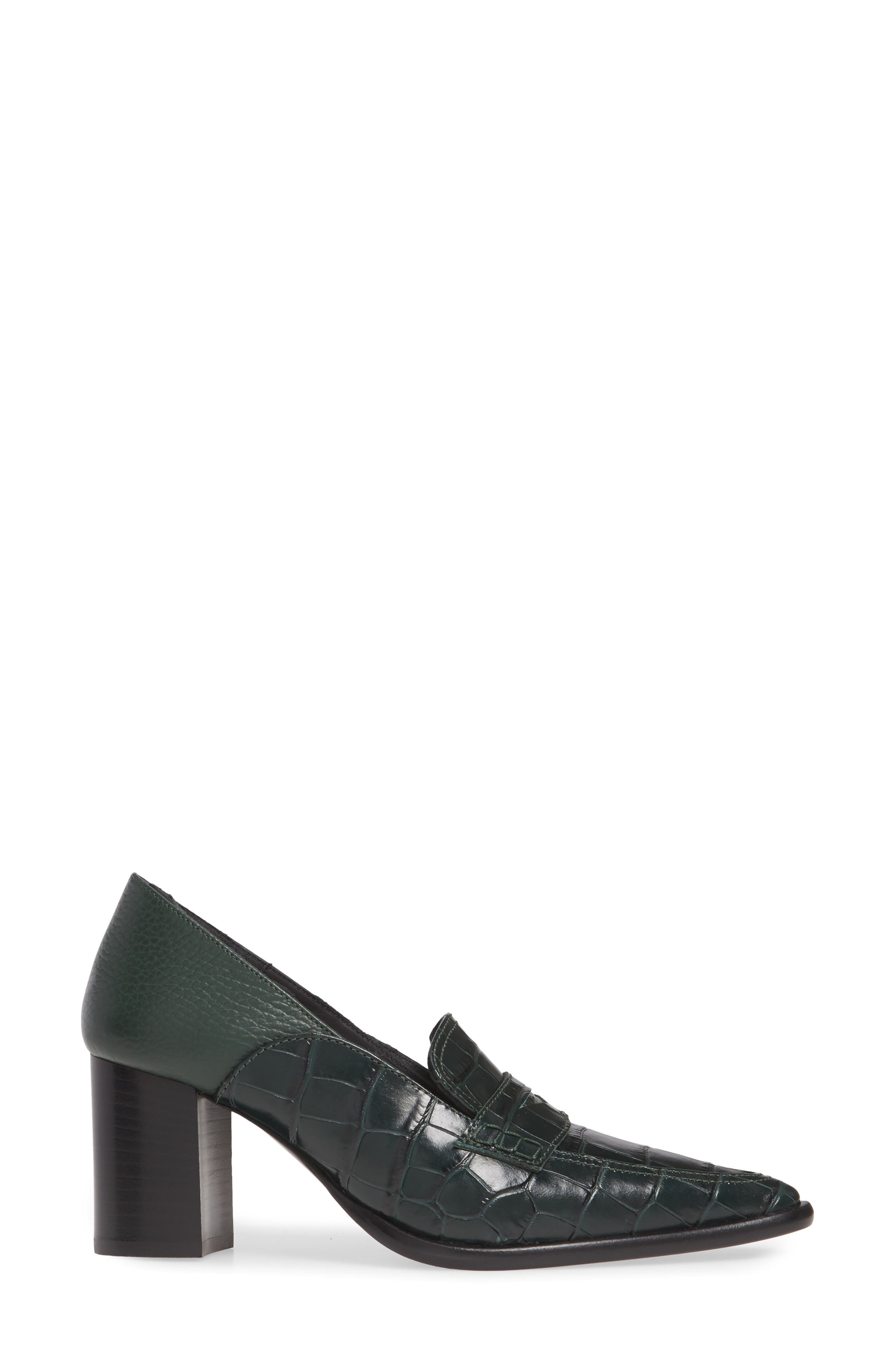 Croc Embossed Loafer Pump, Alternate, color, DARK GREEN