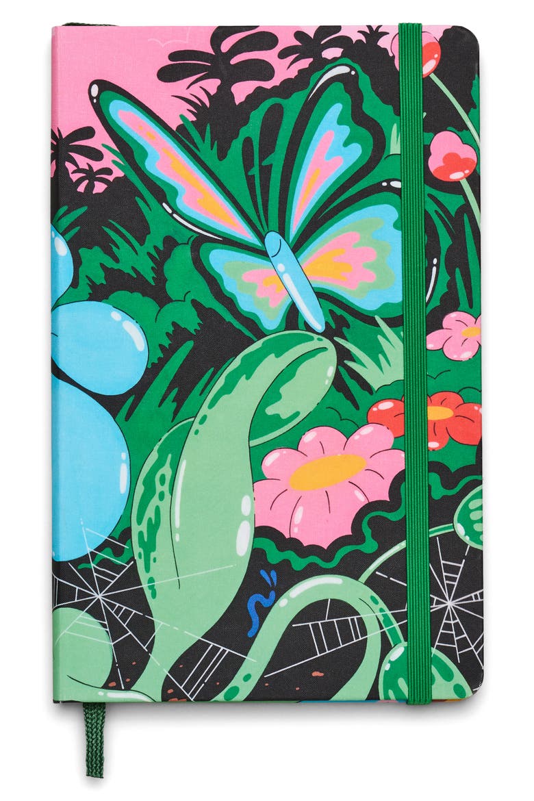 x Marc Jacobs Joy Large Hard Cover Ruled Notebook, Main, color, GREEN BUTTERFLIES