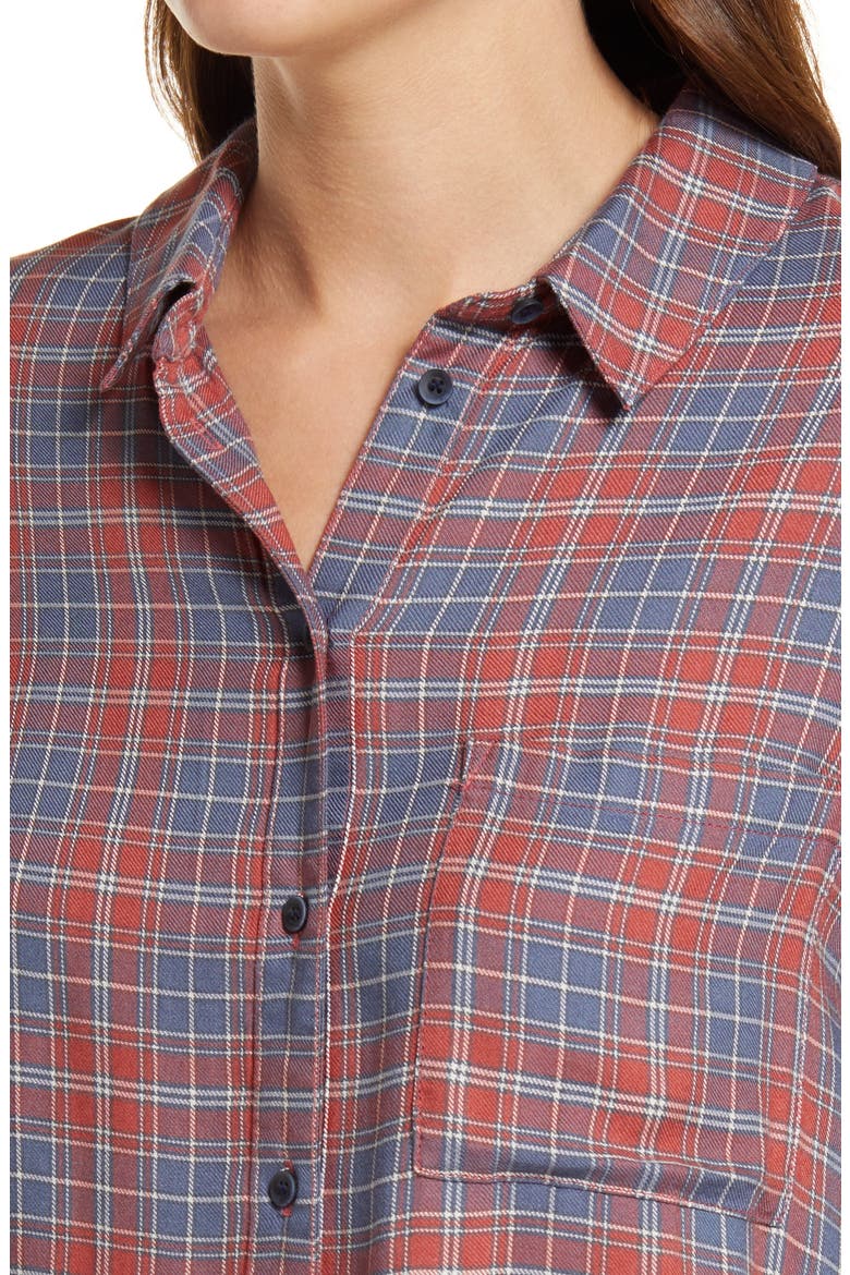 Plaid Boyfriend Shirt, Alternate, color, GREY- RUST TAMERA PLAID