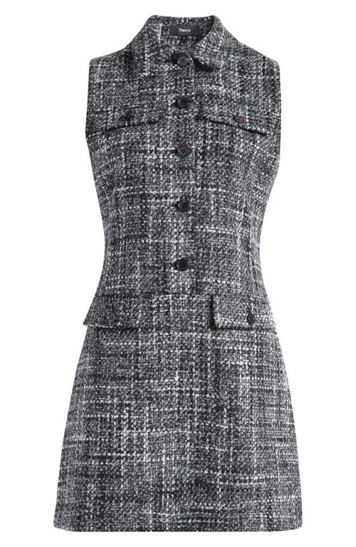 Theory Collared Mini Dress In Black Multi In Black Multi